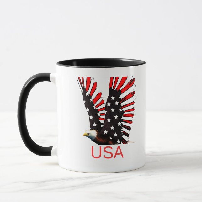 Patriotic Bald Eagle Flying Design Tasse (Links)