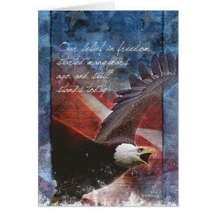 Patriotic Bald Eagle im Flug dank You Card
