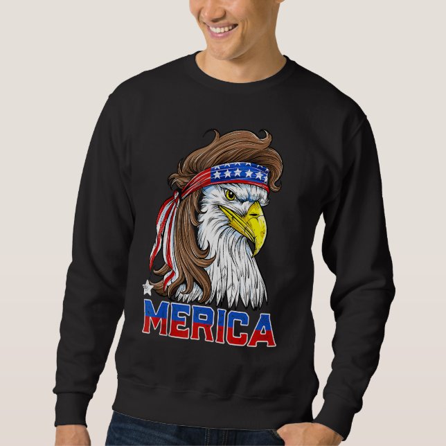 Patriotic Bald Eagle Men 4. Juli American Fla Sweatshirt (Vorderseite)