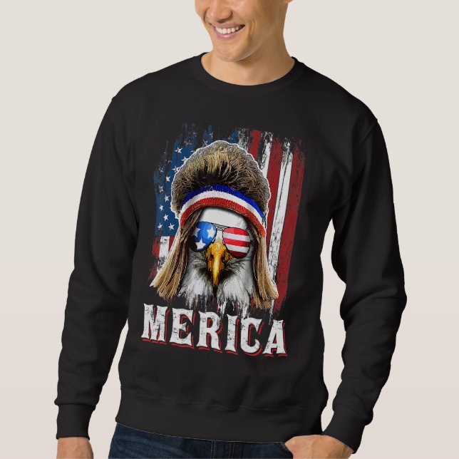 Patriotic Bald Eagle Men 4. Juli American Fla Sweatshirt (Vorderseite)