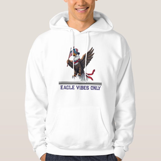 Patriotic Bald Eagle mit amerikanischer Flagge - 4 Hoodie (Vorderseite)