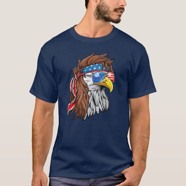 Patriotic Bald Eagle Mullet USA American Flag 4th T-Shirt (Vorderseite)