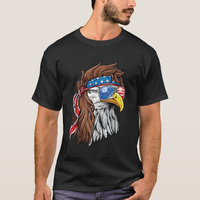 Patriotic Bald Eagle Mullet USA Flag 4. T-Shirt (Vorderseite)