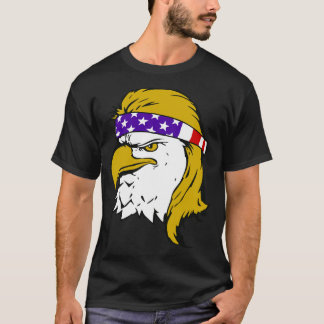 Patriotic Bald Eagle Mullet USA Flag T-Shirt