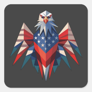 Patriotic Bald Eagle Origami Style USA Quadratischer Aufkleber