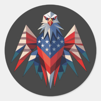 Patriotic Bald Eagle Origami Style USA Runder Aufkleber