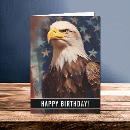 Patriotic Bald Eagle Portrait Birthday Card Karte