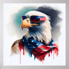 Patriotic Bald Eagle Poster