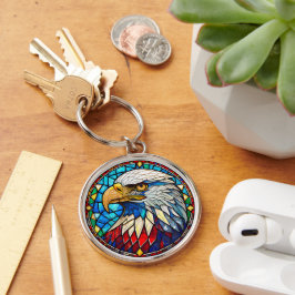 Patriotic Bald Eagle Stettle Glass Schlüsselanhänger