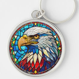 Patriotic Bald Eagle Stettle Glass Schlüsselanhänger