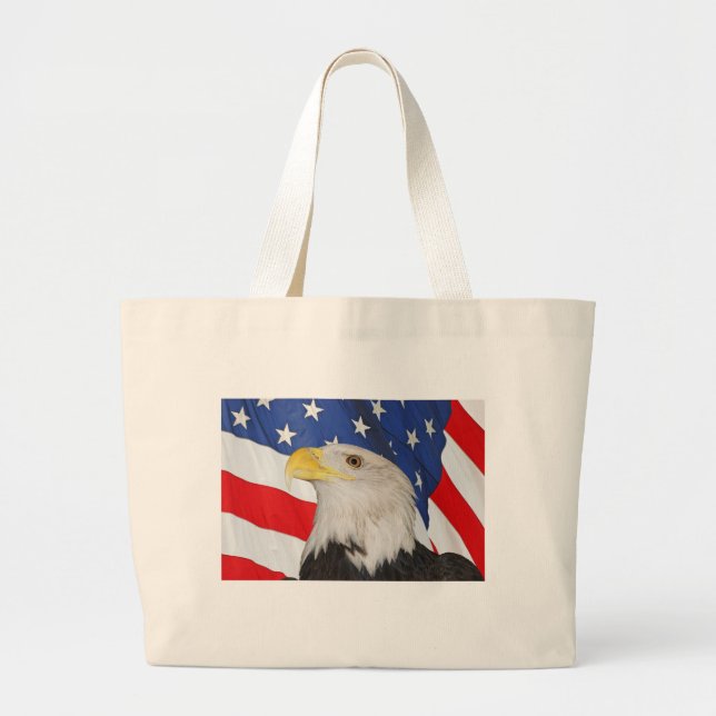 Patriotic Bald Eagle und die amerikanische Flagge Jumbo Stoffbeutel