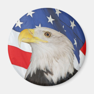 Patriotic Bald Eagle und die amerikanische Flagge Magnet