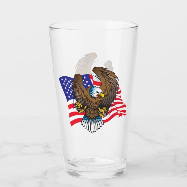 Patriotic Bald Eagle und Flag Glas (Vorderseite)