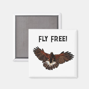 Patriotic Bald Eagle USA Flying Free Nature Art Magnet