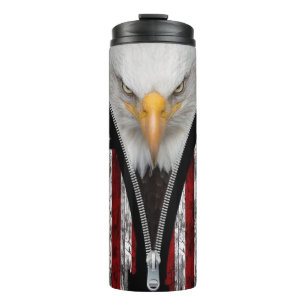 Patriotic Bald Eagle Zipper USA Flag Thermosbecher