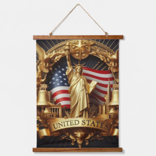 Patriotic Banner Tapestry Wandteppich Mit Holzrahmen