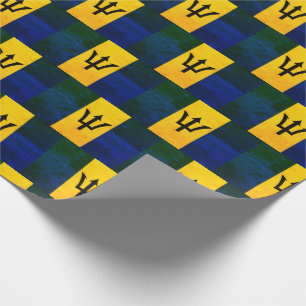 Patriotic BARBADOS FLAG 1970er Grunge Effect Geschenkpapier