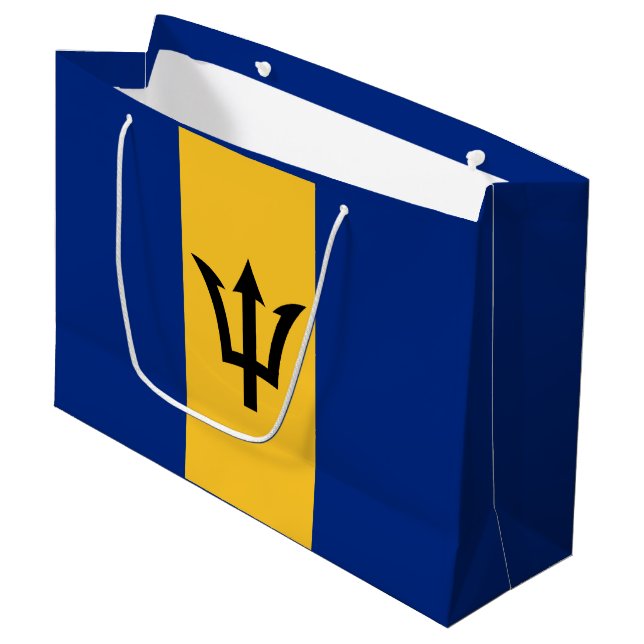 Patriotic Barbados Flag Große Geschenktüte (Vorderseite Schrägansicht)