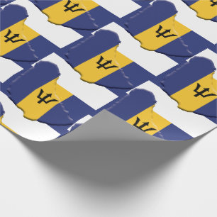 Patriotic BARBADOS FLAG MAP Geschenkpapier