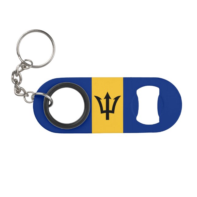 Patriotic Barbados Flag Mini Flaschenöffner (Vorderseite (Horizontal))