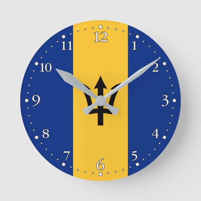 Patriotic Barbados Flag Runde Wanduhr (Vorderseite)