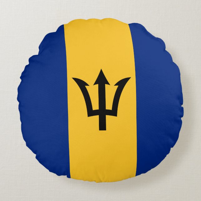 Patriotic Barbados Flag Rundes Kissen (Vorderseite)