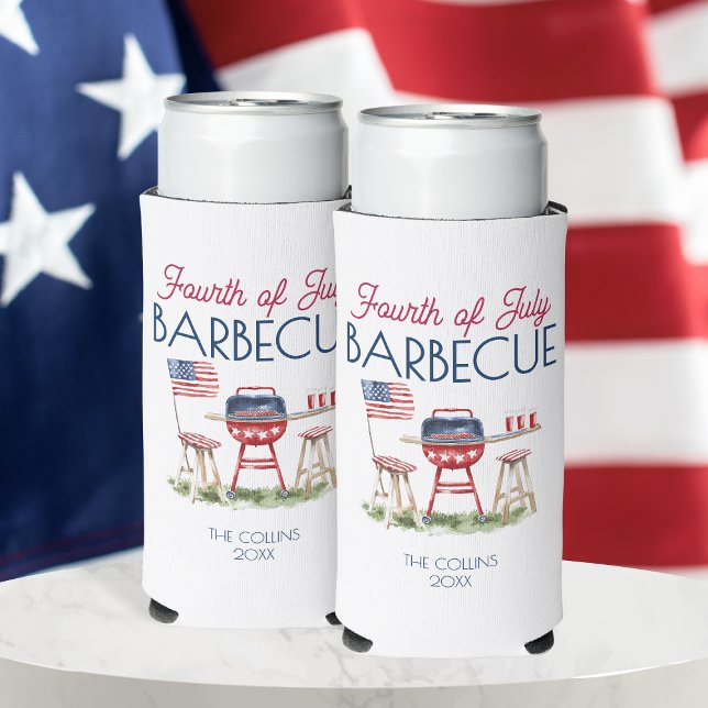 Patriotic Barbecue Flag 4. Juli Sommer Party Selters Dosenkühler (Patriotic Barbecue Flag 4th of July Summer Party Seltzer Can Cooler)