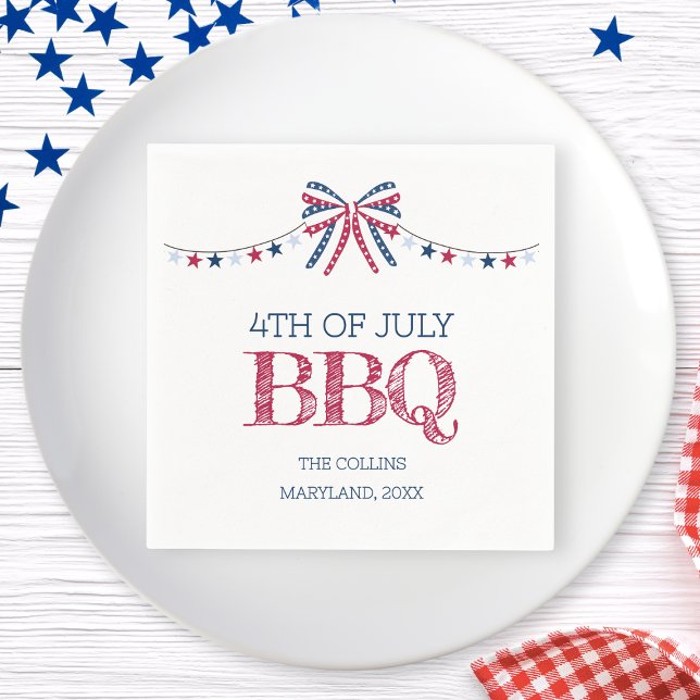 Patriotic Barbeque 4. Juli GRILLEN Summer Party Serviette (Patriotic Barbeque 4th of July BBQ Summer Party Napkins)