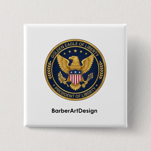 Patriotic Barber Unity Shield - Professional Round Button (Vorderseite)