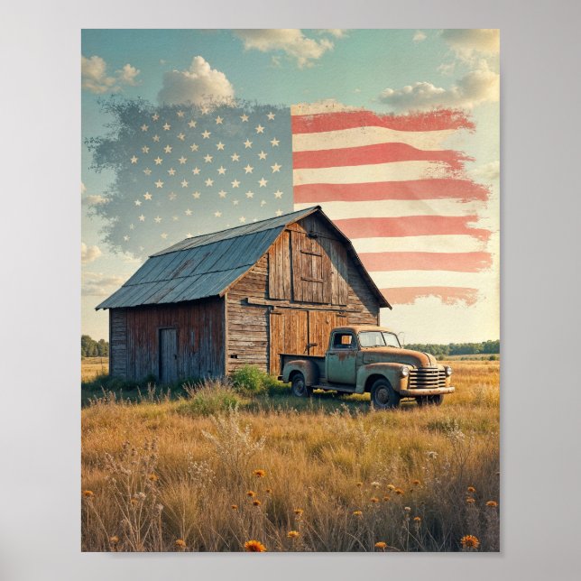 Patriotic Barn Digital Poster (Vorne)
