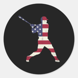 Patriotic Baseball 4. Juli Männer USA Fl Runder Aufkleber