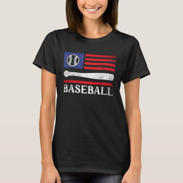 Patriotic Baseball 4. Juli US Flag Baseball Fa T-Shirt (Vorderseite)