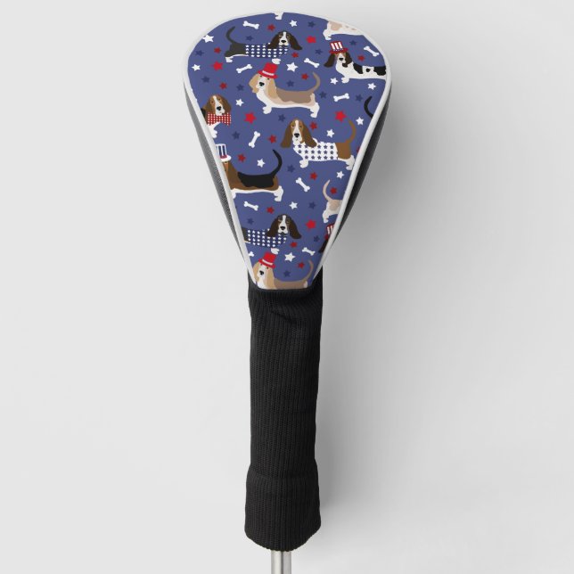 Patriotic Basset Hound Golf Headcover (Vorderseite)