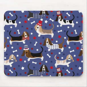 Patriotic Basset Hound Mousepad