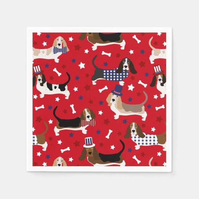 Patriotic Basset Hound Napkins Serviette (Vorderseite)