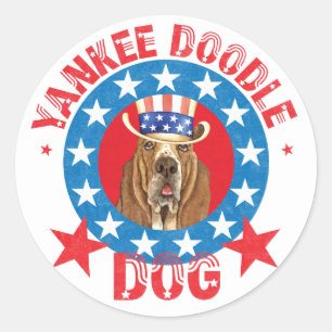 Patriotic Basset Runder Aufkleber