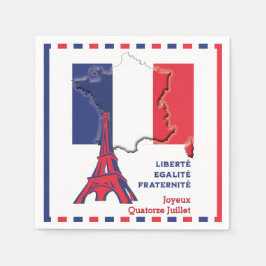 Patriotic BASTILLE DAY Französische Flagge Postkar Serviette