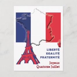 Patriotic BASTILLE DAY Französische Flagge Postkarte