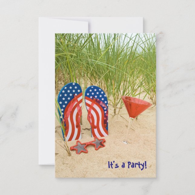 Patriotic Beach Party Einladung (Vorderseite)