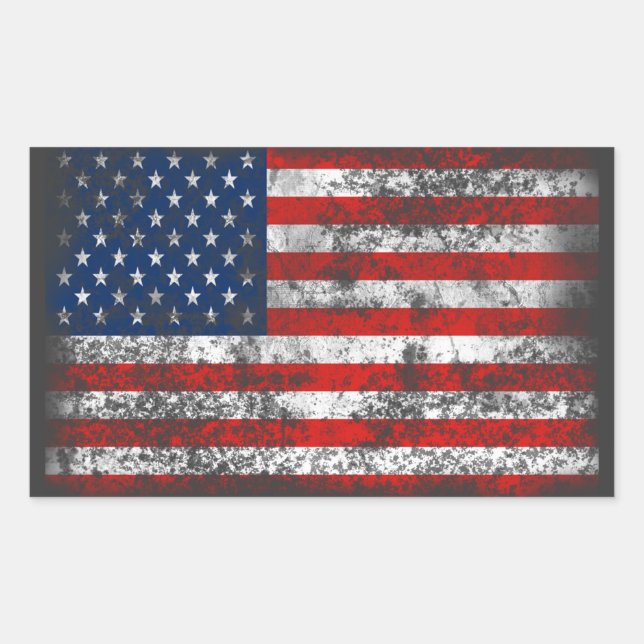 Patriotic bedrückte amerikanische Flagge Rechteckiger Aufkleber (Vorderseite)