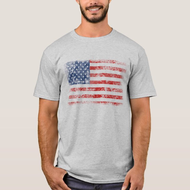 Patriotic bedrückte amerikanische Flagge T-Shirt (Vorderseite)