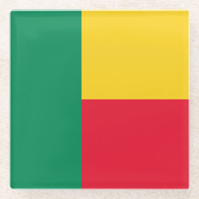 Patriotic Benin Flag Glasuntersetzer (Vorderseite)