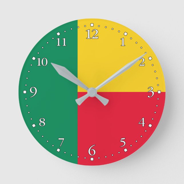 Patriotic Benin Flag Runde Wanduhr (Vorderseite)
