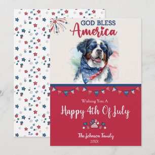 Patriotic Bernese Mountain Dog 4. Juli Card Feiertagskarte