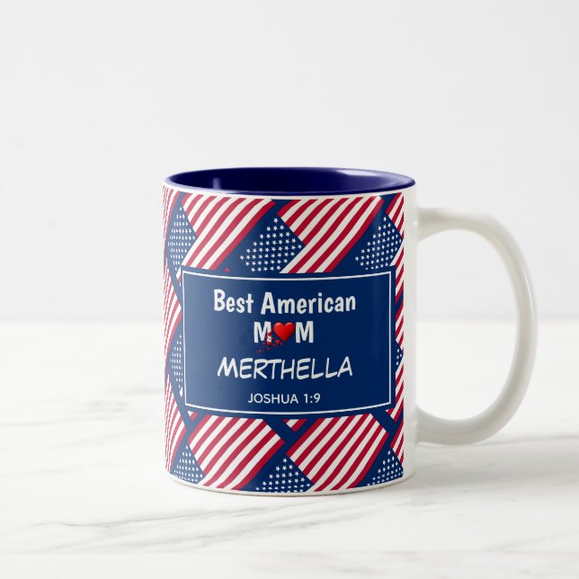 Patriotic BEST AMERIKANISCHE MAMA Zweifarbige Tasse (Rechts)