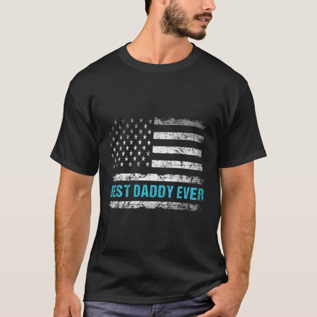 Patriotic Best Daddy je mit US-amerikanischer Fahn T-Shirt (Vorderseite)