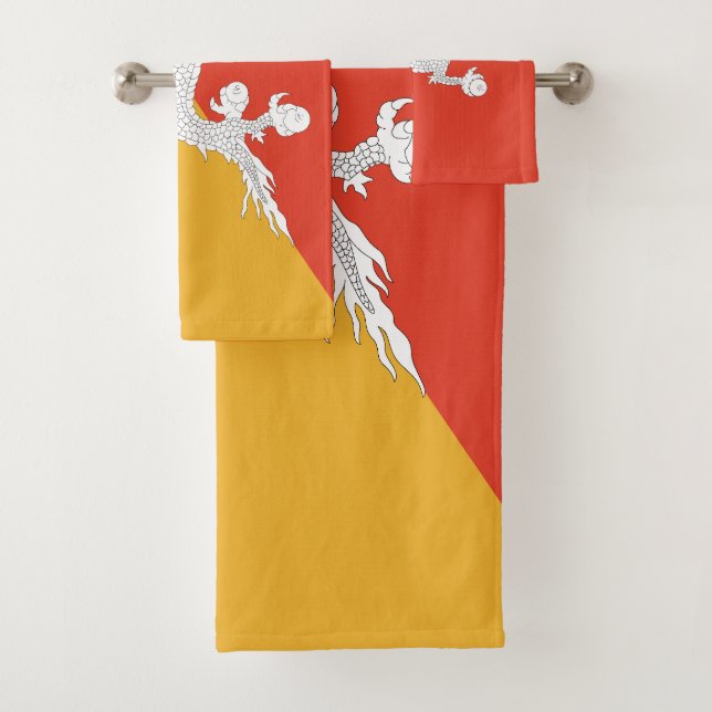 Patriotic Bhutan Flag Badhandtuch Set (Insitu)