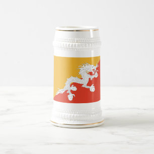 Patriotic Bhutan Flag Beer Stein Bierglas