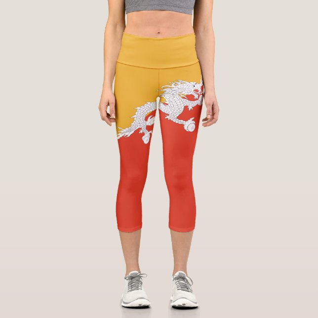 Patriotic Bhutan Flag Capri Leggings (Vorderseite)