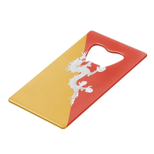 Patriotic Bhutan Flag Geldbeutel Flaschenöffner (Vorderseite Schrägansicht)